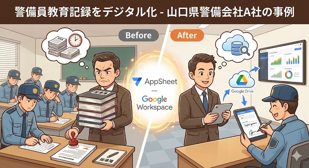 AppSheetで警備員教育記録をデジタル化 - 山口県警備会社A社の事例