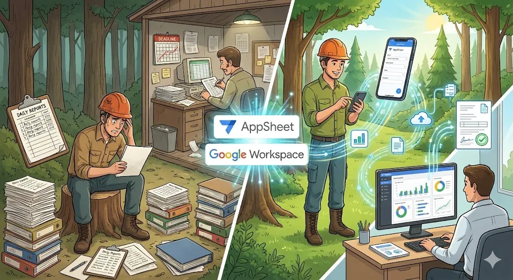 【事例】山口県の林業会社様 - 日報アプリ構築で補助金申請業務を効率化